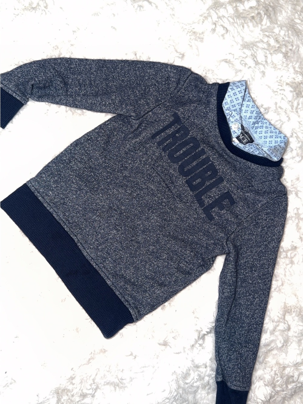 The Children's Place Navy Blue 'Trouble' Pullover Sweatshirt